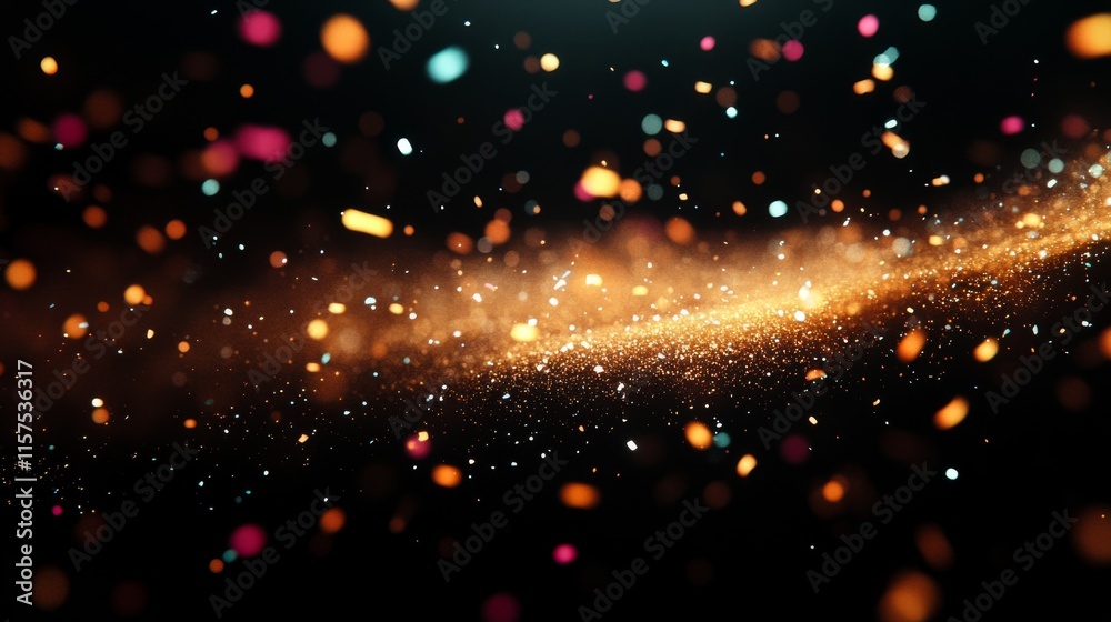 Leinwandbilder Stunning display of colorful particles floating in a dark background, creating a mesmerizing effect of depth and dynamism