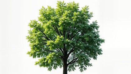 Fototapeta premium European ash tree with delicate flowers, green leaves. Isolated top view on transparent background. Perfect for eco projects nature-themed designs. Ideal for landscape plans architectural