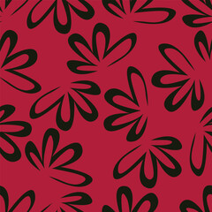 Hand drawing floral seamless pattern with cotton twigs and berries bouquets on a beige background. Winter Christmas themed background. Botanical illustration.