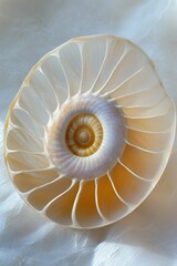 Obraz premium Isolated seashell showcasing intricate grooves with balanced light and shadow details