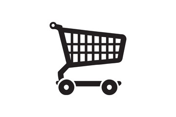 simple black an white shopping cart vector silhouette isolated on a white background