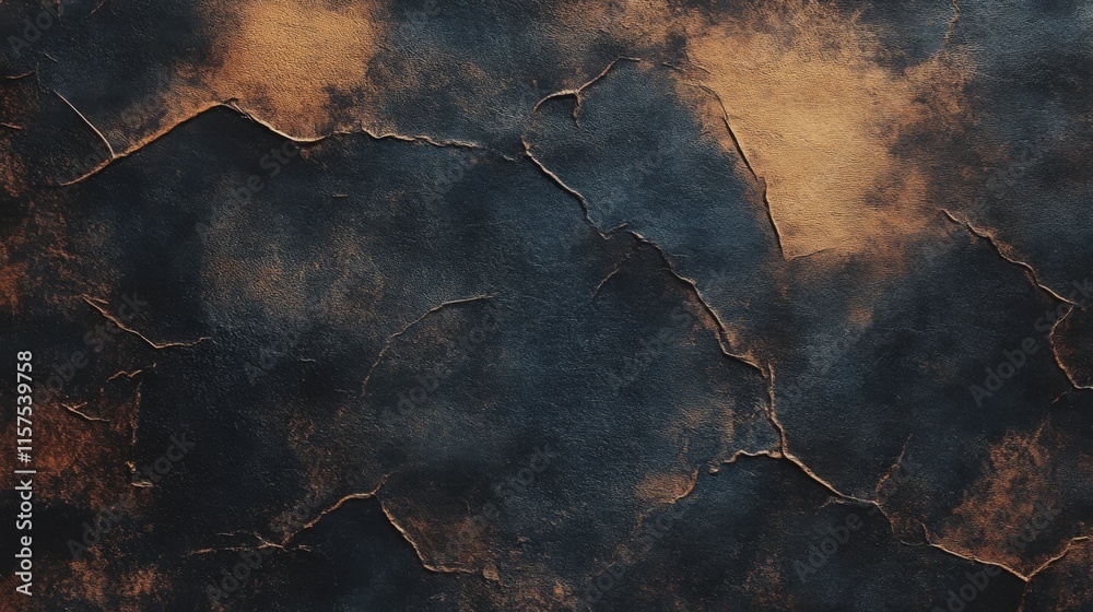 Poster textured wall surface featuring dark tones with cracks and hints of lighter shades, creating an arti