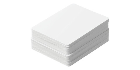 Stack of blank white cards isolated on transparent background