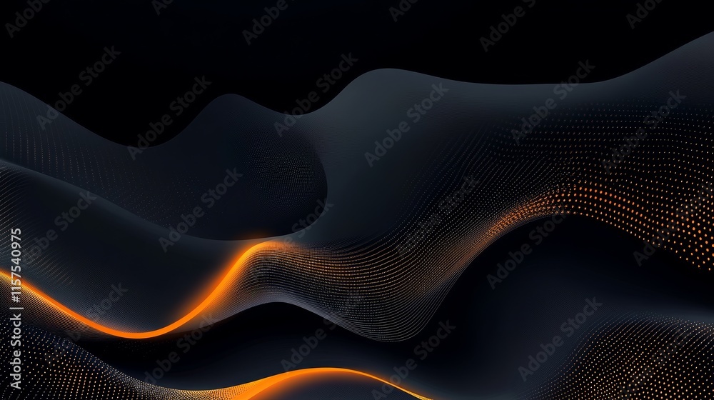 Poster abstract dark wave background with glowing orange lines