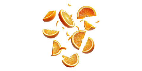 Fototapeta premium Orange slices in mid-air isolated on transparent background