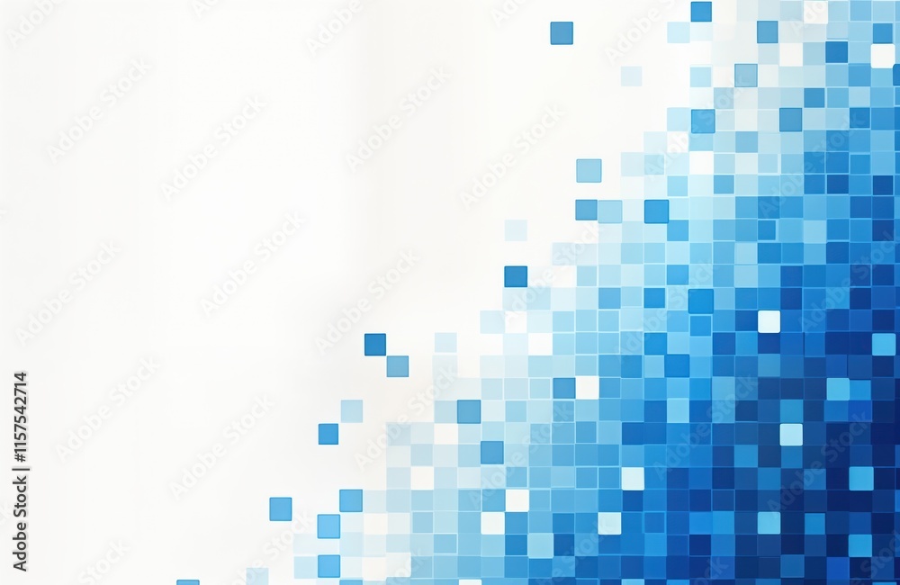 Aufkleber Abstract blue pixel grid background. Modern, techy design. Geometric pattern. Visual concept. Suitable for web app design. Seamless texture. High-tech digital artwork. Pixelated squares arranged in