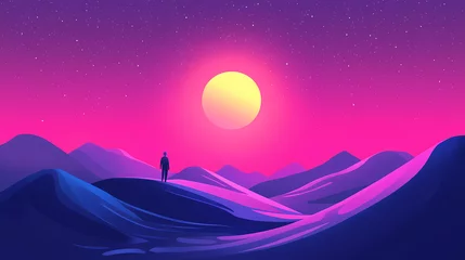 Selbstklebende Fototapeten Mystical aurora borealis landscape vector flat minimalistic isolated illustration. Borealis. Illustration © Thiago