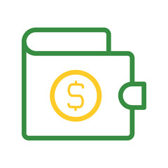 Wallet with dollar coin icon. Concept of finance, savings, and budget.