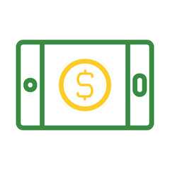 Smartphone with dollar coin on screen. Concept of mobile banking, finance, and payment.