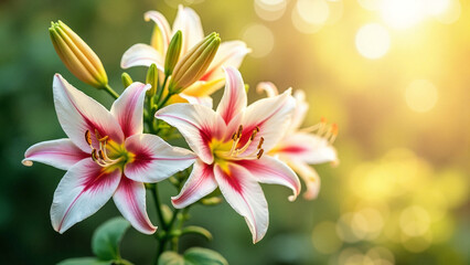 Radiant Lilies in Bloom: Elegant Floral Close-up for Nature-Inspired Designs, Gardening Magazines, and Beauty Campaigns