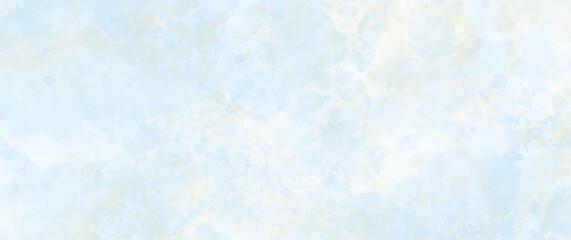 Vector art watercolor texture with blue sky and white clouds. Hand drawn blue abstract vector illustration for background, cover, cards, flyers or poster. Christmas backdrop for design. Empty blank