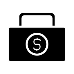 Briefcase with dollar coin. Concept of financial investment, savings, and wealth.