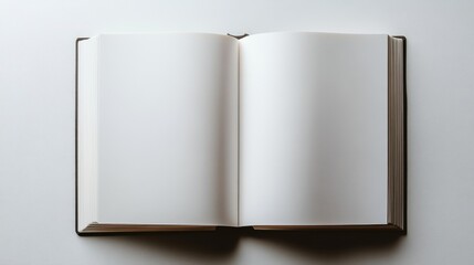 Open blank notebook lying on a white surface ready for thoughts and ideas during a quiet afternoon