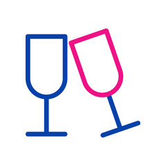 Two champagne glasses toasting. Concept of celebration, party, and cheers.