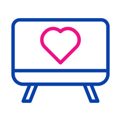 Television screen with heart icon. Concept of love, romance, and favorite shows.