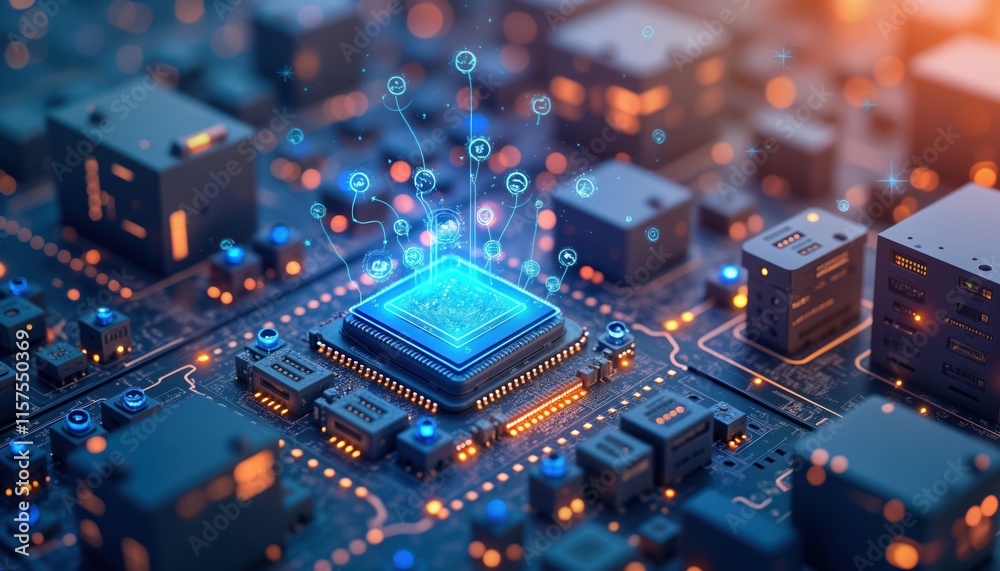 Aufkleber advanced tech in manufacturing. connected devices optimize production, inventory. industry 4. 0 fact