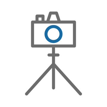 recommend clip art: Camera on a tripod icon. Concept of photography, videography, and filmmaking.