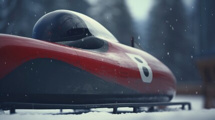 Fototapeta premium Bobsleigh Speeding Down the Bobsled Track
