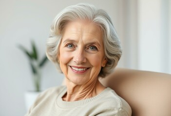 Fototapeta premium Portrait of a 65-year-old woman with a warm smile