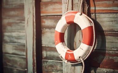 Lifebuoy on a Wooden Wall
