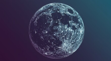 Obraz premium Abstract Line Art of the Moon in Space, Science Astronomy Graphic, Messy Colorful Design