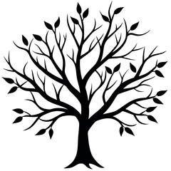 Vector illustration bare tree silhouette