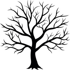 Obraz premium Vector illustration bare tree silhouette