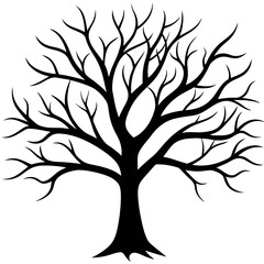 Obraz premium Vector illustration bare tree silhouette