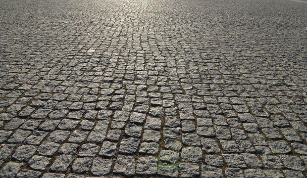 Old cobblestone pavement close-up
