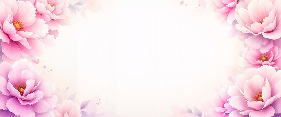 Fototapeta premium Delicate pink peonies on a soft pastel background with copy space 