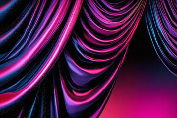A vibrant purple velvet theater curtain with spotlight and stage backdrop