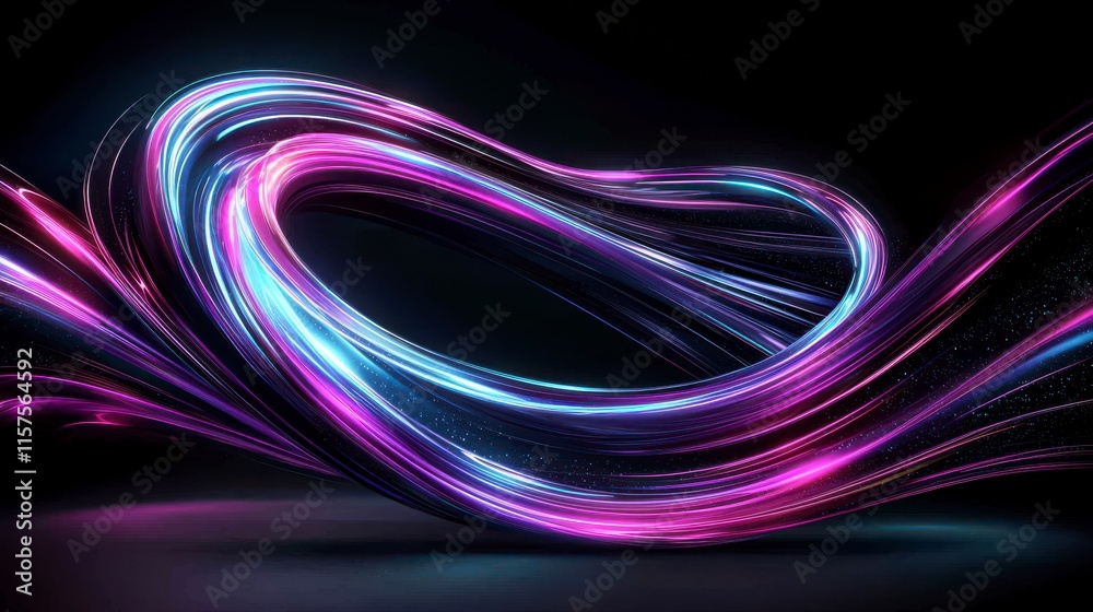 Poster vibrant light trails creating dynamic flow in dark background for abstract art
