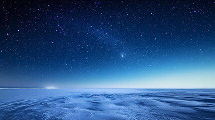 A calm, clear winter night with the sky full of stars, the ground covered in snow, and the air crisp and cold. Borealis. Illustration