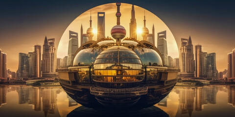 Naklejka premium City aerial view, China