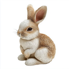 Fototapeta premium Cute light brown and cream-colored rabbit isolated on a white background,