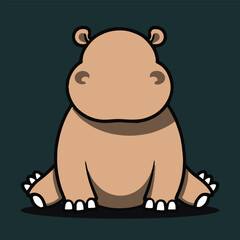 white background with light color faceless caricature cute hippopotamus animal minimal flat illustration
