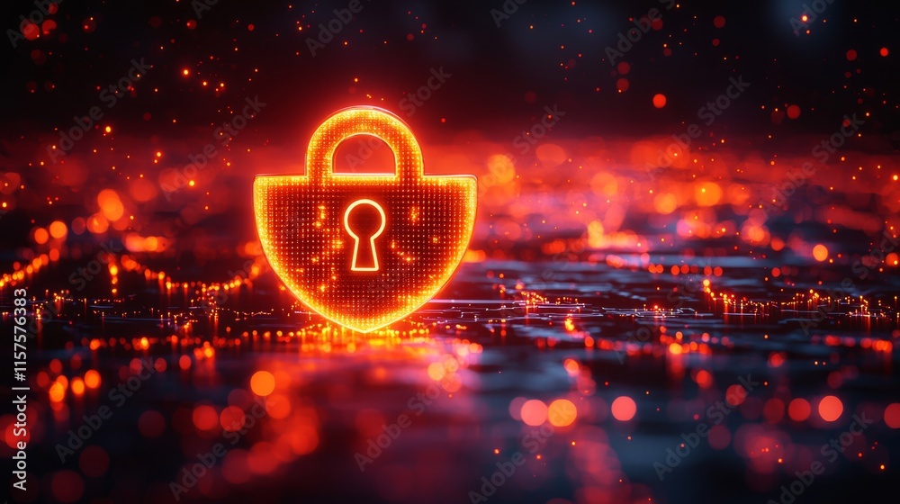 Poster ensuring cyber security and data protection, securing internet networks, safeguarding business and f