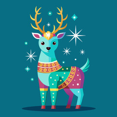reindeer with christmas tree