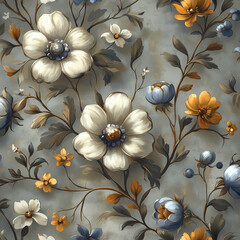 Classic Vintage Wallpaper Pattern Intricate Floral Motifs