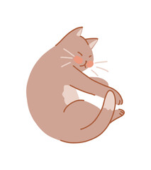Cute sleeping cat. Pet animal, kitten cartoon clip art. Flat vector illustration isolated on white.