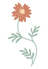 Clipart of simple flower. Hand drawn abstract botanical vector illustration isolated on white.