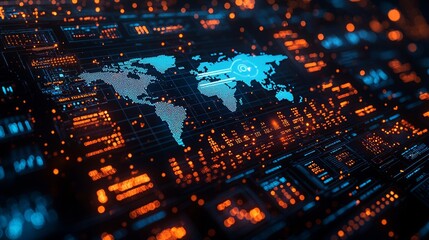 A digital representation of data analysis, charts, and graphs emphasizing technology, business intelligence, and futuristic analytics in blue tones.