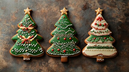 Traditional gingerbread cookie Christmas tree. Homemade sweet decorated biscuits with icing ÐÐ²Ñ‚Ð¾Ñ€: Johannes