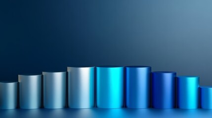 Obraz premium Gradient empty podium with a smooth transition from icy silver to cool blue 