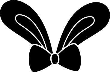 Isolated bunny ears and bow tie black silhouette.
Cute rabbit ears icon.
Transparent background.