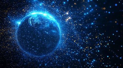 Obraz premium Concept of a worldwide network. Globe with marked points. 3D illustration of a global network on planet Earth.