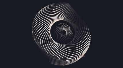 Abstract Spiral Shapes , Thin Lines on Dark Background