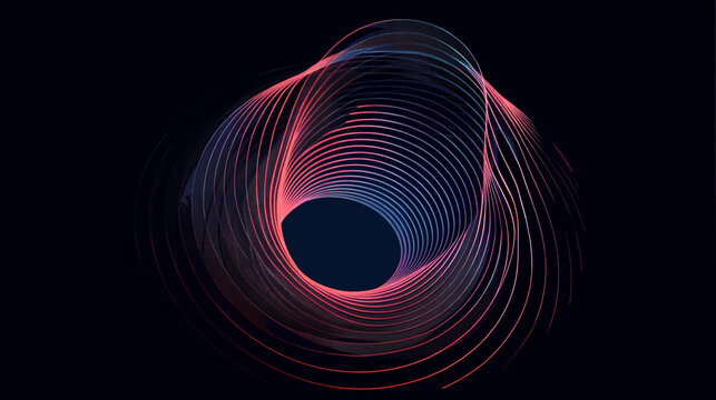 Abstract Spiral Shapes , Thin Lines on Dark Background