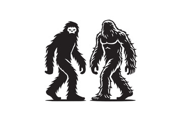 Fototapeta premium simple black an white bigfoot yeti vector silhouette isolated on a white background