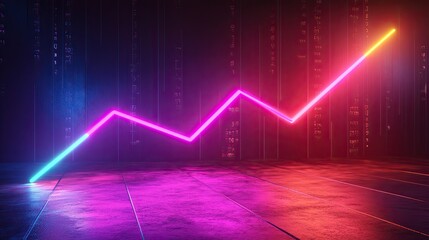Abstract illustration of supply and demand curves in neon colors. 